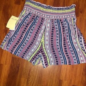 BeBop Women's High Waist Striped Shorts - Pink, Yellow, Black